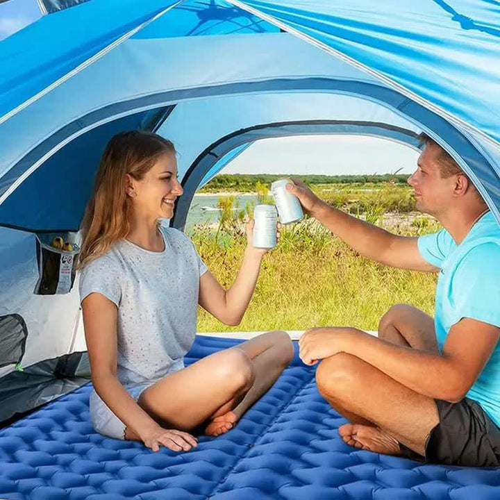 Grey Portable Outdoor Inflatable Mat - Foot - Operated Camping Sleeping Pad - RoamAU