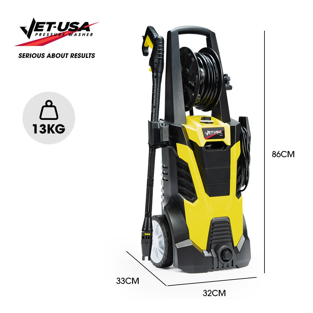 JET - USA RX540 Electric High Pressure Washer, 2800PSI 2 Nozzles, Brush Head, Deck Cleaner, Detergent Bottle, 10M Hose - RoamAU