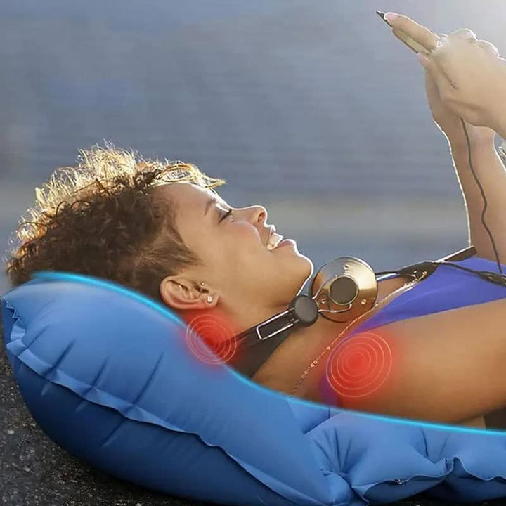 Orange Portable Outdoor Inflatable Mat - Foot - Operated Camping Sleeping Pad - RoamAU