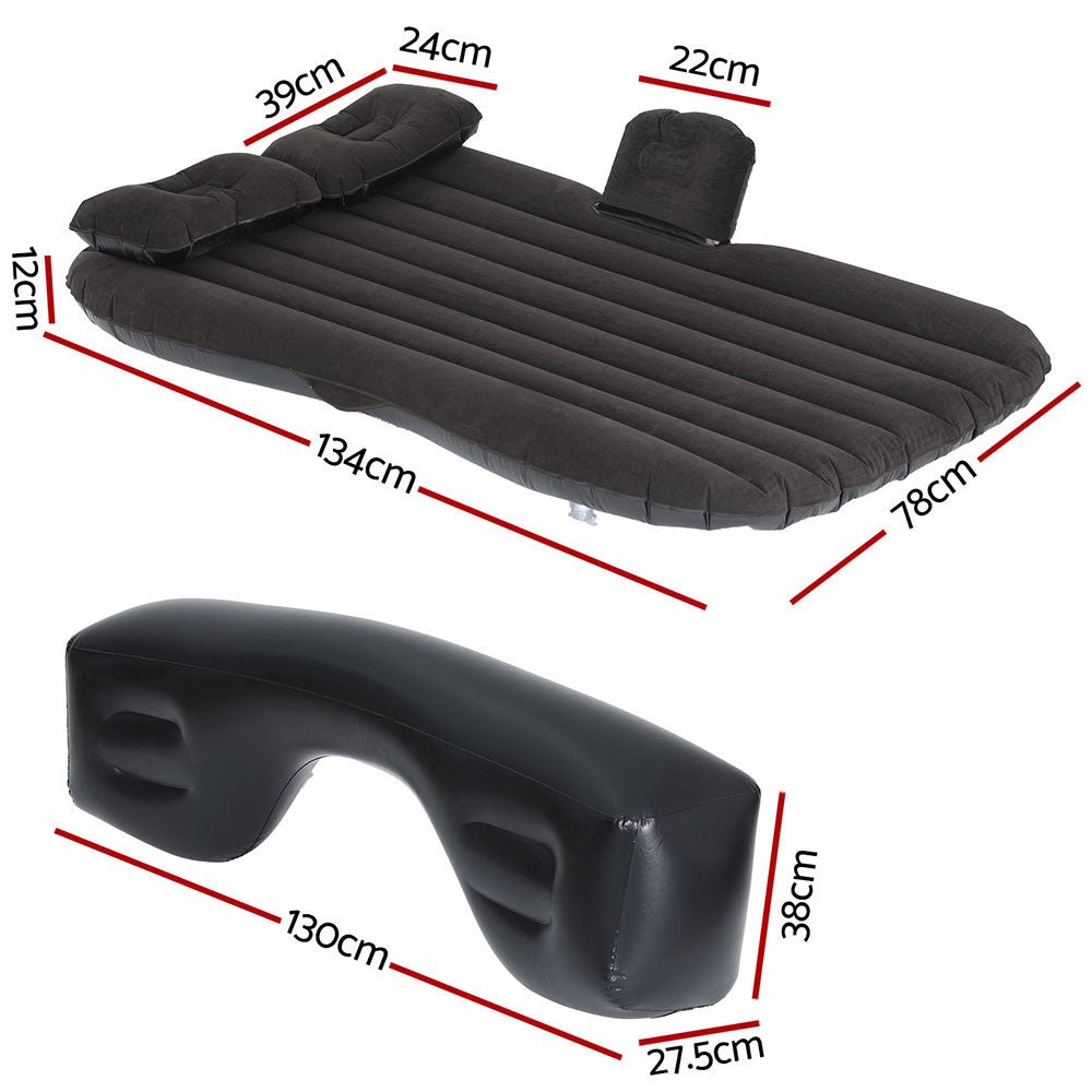 Weisshorn Car Mattress 134x78 Inflatable SUV Back Seat Camping Bed Black - RoamAU