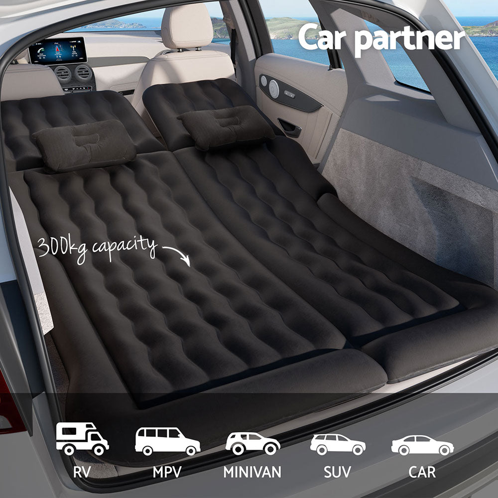 Weisshorn Car Mattress 175x130 Inflatable SUV Back Seat Camping Bed Black - RoamAU