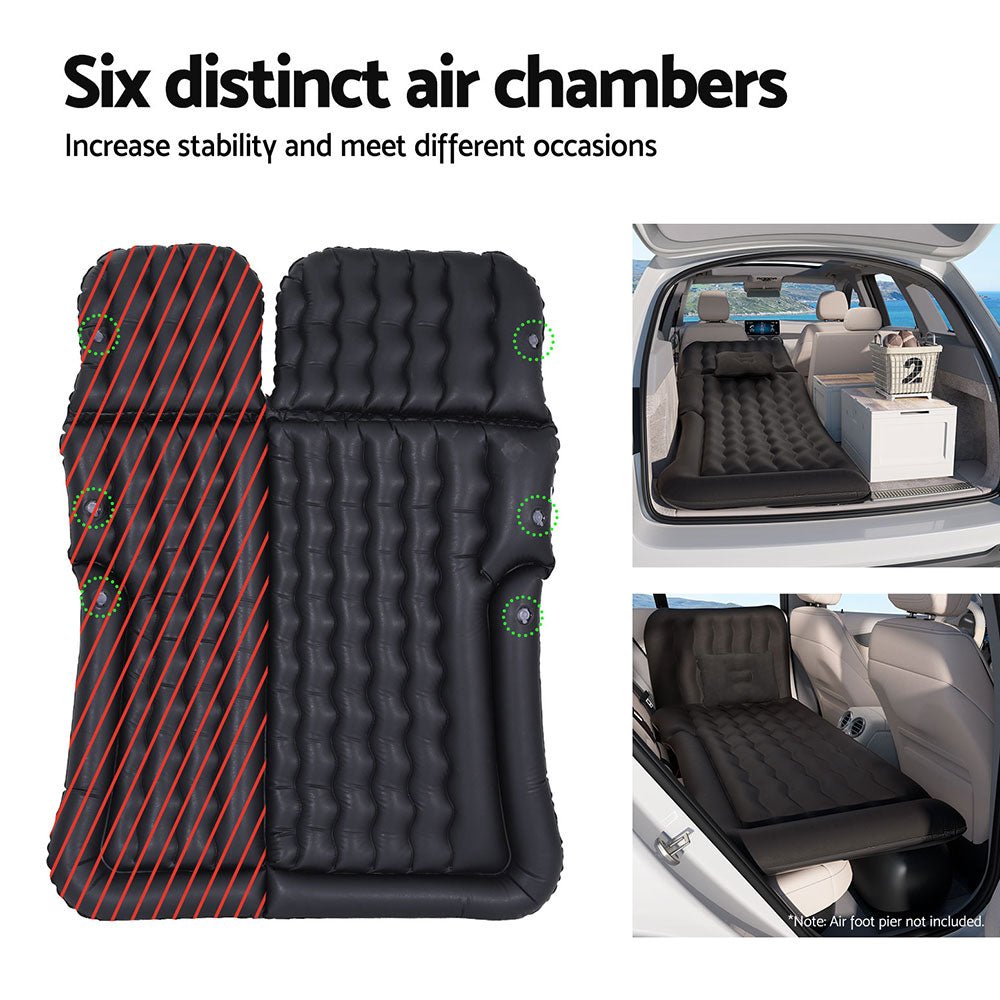 Weisshorn Car Mattress 175x130 Inflatable SUV Back Seat Camping Bed Black - RoamAU
