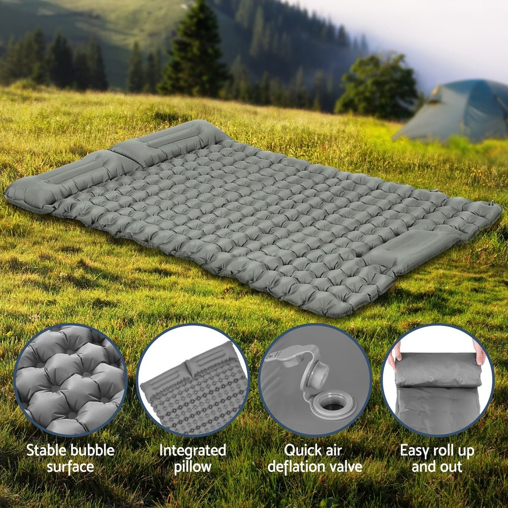 Weisshorn Self Inflating Mattress Camping Sleeping Mat Air Bed Double Pillow Bag - RoamAU