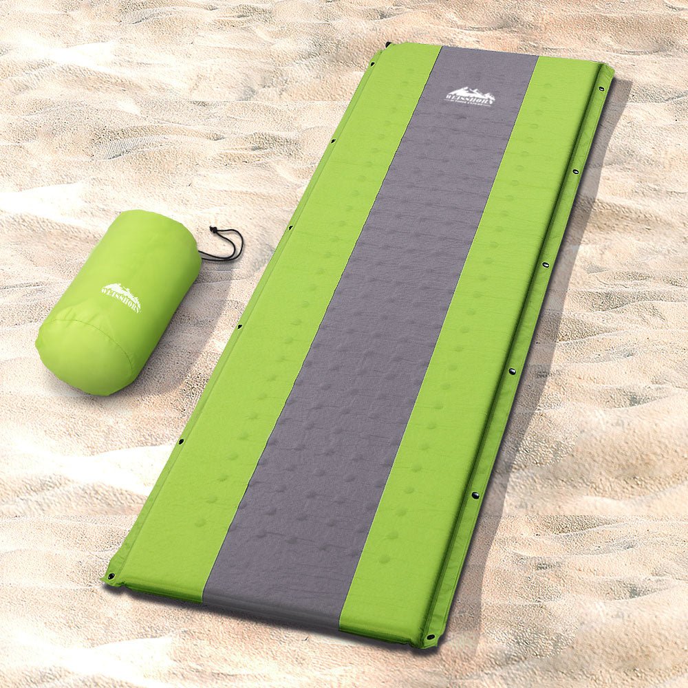 Weisshorn Self Inflating Mattress Camping Sleeping Mat Air Bed Pad Single Green - RoamAU